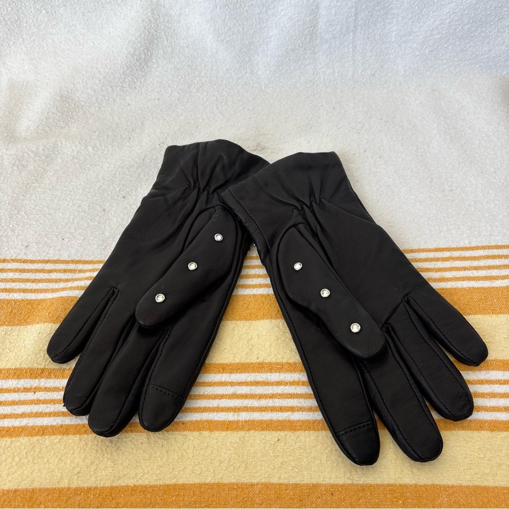 Echo Black leather Gloves with rhinestone Details - Picture 3 of 5